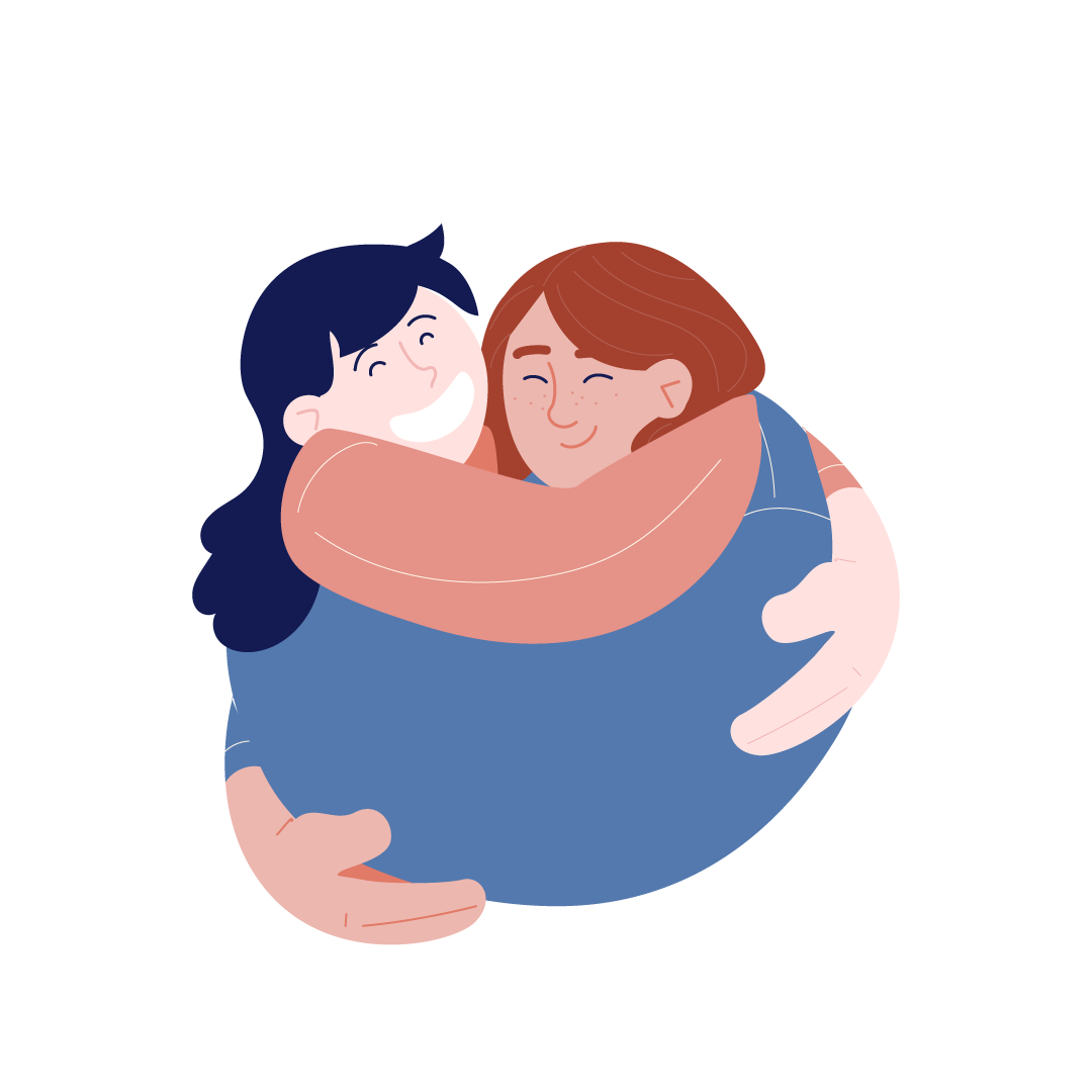Illustratie knuffelende mensen